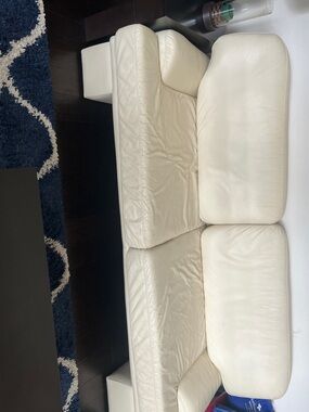 Cream Leather Two-Seat Sofa - Sleek Modern Home Accent